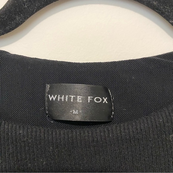 White Fox Black Ribbed Bodycon Dress with Side Cinching - Picture 3 of 7